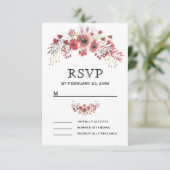茶色がかったピンク結婚フローラ 出欠カード (スタンド正面)