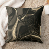 茶色がかったベージュの背景にブロンズのカーブ クッション (ブランケット)