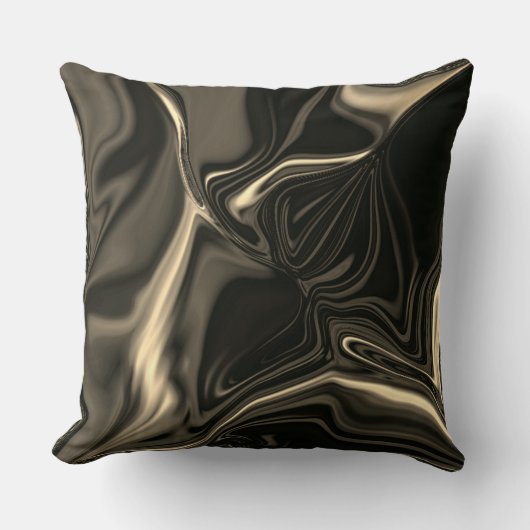 茶色がかったベージュの背景にブロンズのカーブ クッション (正面)