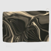 茶色がかったベージュの背景にブロンズのカーブ ゴルフタオル (横)