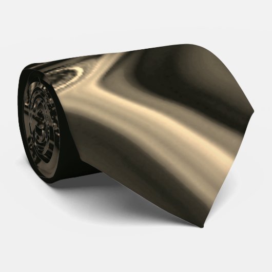 茶色がかったベージュの背景にブロンズのカーブ ネクタイ (ロール)