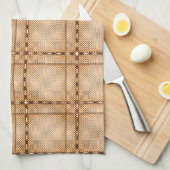茶色がかった不規則なチェスのあるタータンチェック キッチンタオル (四つ折り)