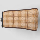 茶色がかった不規則なチェスのあるタータンチェック ゴルフヘッドカバー (正面)