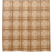 茶色がかった不規則なチェスのあるタータンチェック シャワーカーテン (正面)