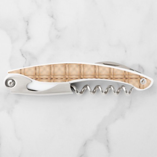 茶色がかった不規則なチェスのあるタータンチェック ソムリエナイフ (正面)