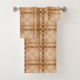 茶色がかった不規則なチェスのあるタータンチェック バスタオルセット