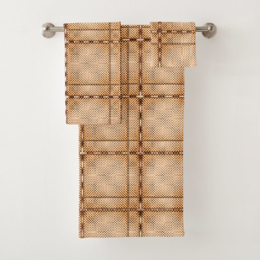 茶色がかった不規則なチェスのあるタータンチェック バスタオルセット (インサイチュ)