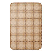 茶色がかった不規則なチェスのあるタータンチェック バスマット (正面縦)