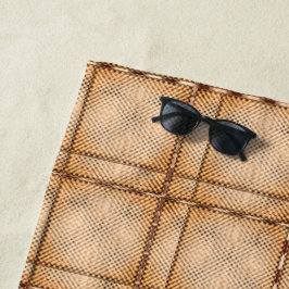 茶色がかった不規則なチェスのあるタータンチェック ビーチタオル