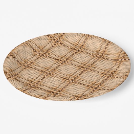 茶色がかった不規則なチェスのあるタータンチェック ペーパープレート (アングル)