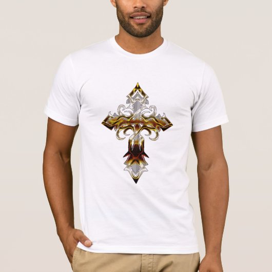 茶色がかった中世クロスTシャツ Tシャツ (正面)