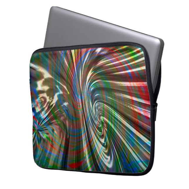 茶色がかった色の絹のような布の渦巻き状の湾曲 ラップトップスリーブ (正面左)