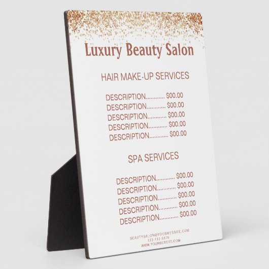 茶色がかった華やかなヘアメイクアップスパサロン価格メニュー フォトプラーク (側面)