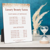 茶色がかった華やかなヘアメイクアップスパサロン価格メニュー フォトプラーク (側面)