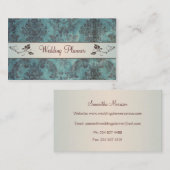 茶色がかった鋼色のダマスク織のウェディングプランナーの名刺 名刺 (正面/裏面)