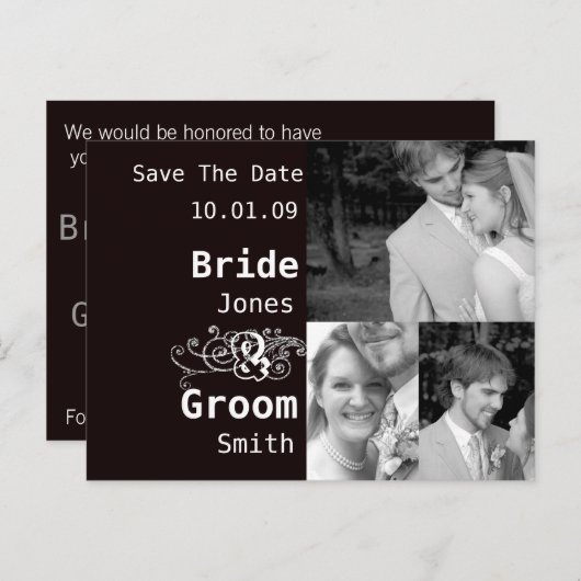 茶色がかった黒の背景色 案内ポストカード (正面/裏面)