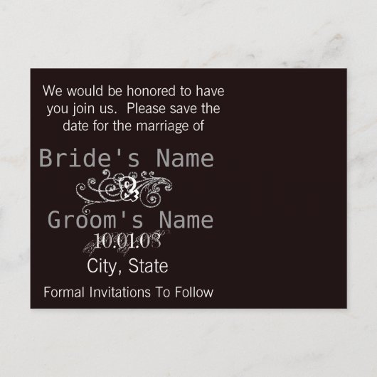 茶色がかった黒の背景色 案内ポストカード (裏面)