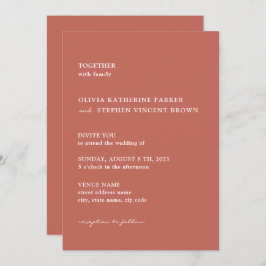 茶色さびモダンタイポグラフィ結婚ズ 招待状