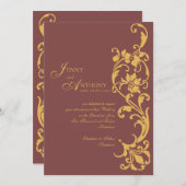 茶色とエレガント焦げたオレンジ色のDIYシンプル 招待状 (正面/裏面)