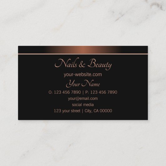 茶色とエレガント黒とモノグラムプロフェッショナル 名刺 (裏面)