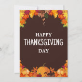 茶色とオレンジのシンプルなハッピースタンクスギブィングデー 招待状 (正面)