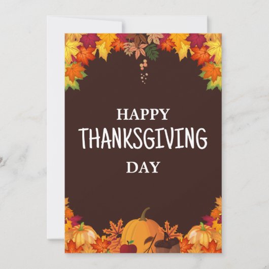 茶色とオレンジのシンプルなハッピースタンクスギブィングデー 招待状 (正面)