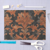 茶色とオレンジのダマスク模様 薄葉紙 (クラフト)