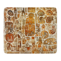 茶色とオレンジ色の水彩画