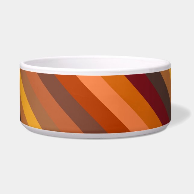 茶色とオレンジ色の色のストライプ ボウル (正面)