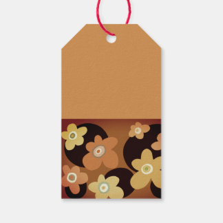 茶色とオーカーの花 ギフトタグ