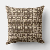 茶色とクリームのグリッドロックパターン クッション (裏面)