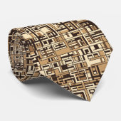 茶色とクリームのグリッドロックパターン ネクタイ (ロール)