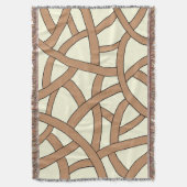 茶色とクリームの手描きファンタジーパターン スローブランケット (正面縦)