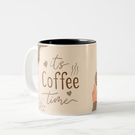 茶色とクリームの美学それはコーヒータイムマグだ ツートーンマグカップ (正面左)