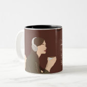 茶色とクリームの美少女のコーヒー包み ツートーンマグカップ (正面左)