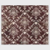 茶色とクリームゴシックのダマスクのパターン ラッピングペーパー (フラット)