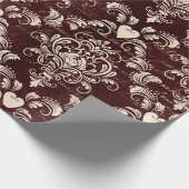 茶色とクリームゴシックのダマスクのパターン ラッピングペーパー (角)
