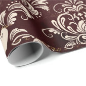 茶色とクリームゴシックのダマスクのパターン ラッピングペーパー (ロールコーナー)