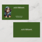 茶色とクール緑の子犬が座っている 名刺 (正面/裏面)