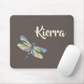 茶色とスタイリッシュ青のトンボと名前 マウスパッド (マウス)