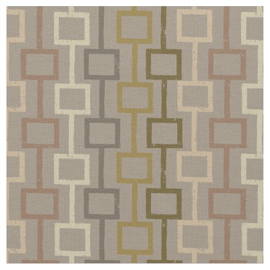 茶色とタンレトロ1970s幾何学模様 ファブリック (クローズアップ)