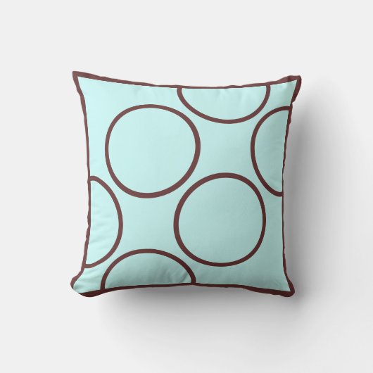 茶色とティール(緑がかった色)のモダン枕 クッション (正面)