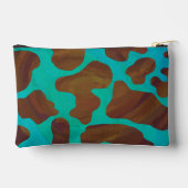 茶色とティール（緑がかった色）の牛のパターン アクセサリーポーチ (裏面)