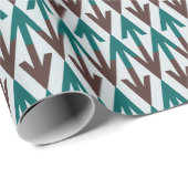 茶色とティール(緑がかった色)モダンの幾何矢印の行 ラッピングペーパー (ロールコーナー)