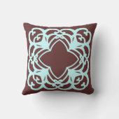 茶色とティール（緑がかった色）退避枕 クッション (裏面)