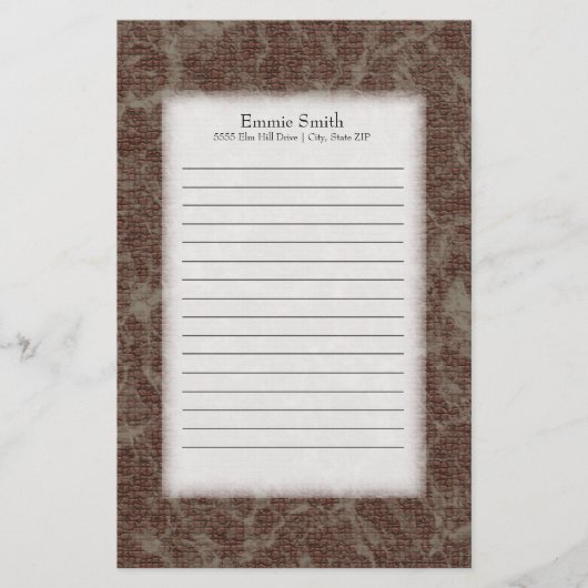 茶色とパーソナライズされた日焼け止め文房具 便箋 (正面)