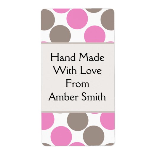 茶色とピンクのドット ラベル (正面)