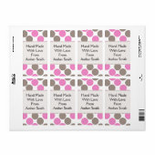 茶色とピンクのドット ラベル (フルシート)