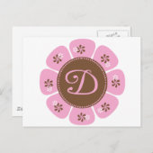 茶色とピンクのモノグラムD ポストカード (正面/裏面)
