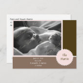 茶色とピンクの写真のお知らせ（カスタマイズ可能） 案内ポストカード (正面/裏面)